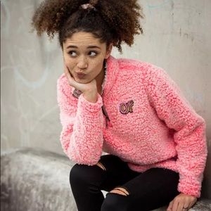 odd future wubby fluffy coral pink sweater /jacket